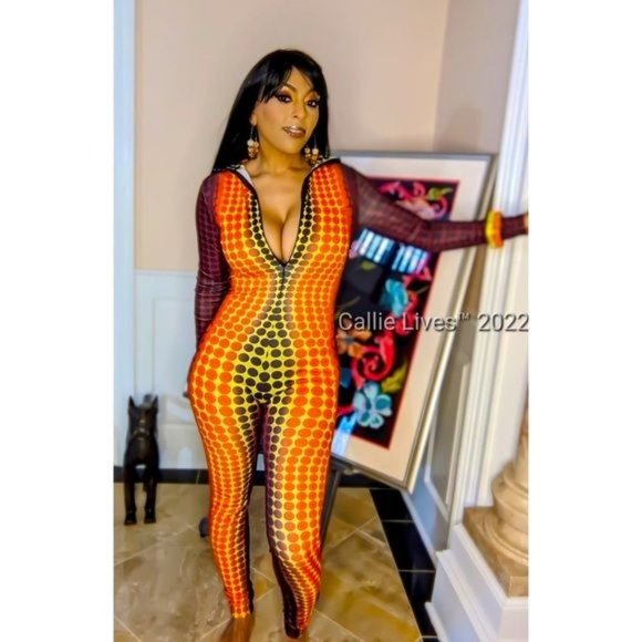 Stasia Skewed: Polka Dot Illusion Bodycon Romper Jumpsuit Medium - Picture 3 of 12